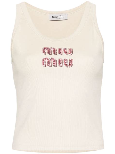 miu miu bedazzled tank top|michael miu shirt.